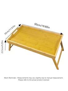 Folding Bamboo Laptop Table, Made Of Solid, Durable Bamboo, Single Piece Folding Design For Easy Storage, Side Handles + Tall Edge For Fixed Position, , Suitable As Breakfast Tray, - Multicolor - View 2