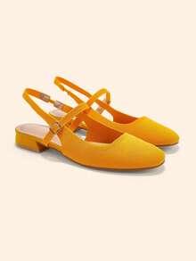 CUCCOO BASICS Women's Shoes Spring, Summer And Autumn Simple Classic Woven Surface Material Round Toe Flats Are Suitable For Commuting, Dating, Parties Fall Shoes - Yellow - View 1