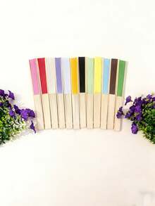 6/12/16/24/36 Pcs,Portable Foldable Bamboo Hand Fan Elegant Women Accessory, Instant Cooling For Wedding, Beach, Travel & Photo Props(Colors Are Dispatched Randomly.) - multicolor - View 2