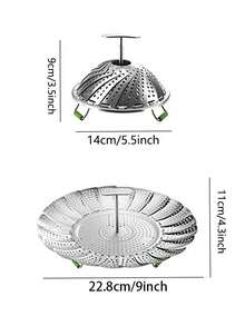 Haus Hana Stainless Steel Steaming Rack, Egg Steamer, Kitchen Folding And Retractable Steaming Basket, Steaming Drawer Compartment, Multifunctional Waterproof Steaming Tray, Steaming Pot, Household Use - View 11