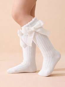 SHEIN 4 Pairs Of Sweet And Cute Solid Color Bow Bubble Socks Are Suitable For Daily Life - Multicolor - View 11