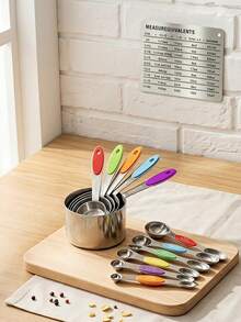 Haus Hana 11pcs Magnetic Suction Cup Measuring Spoon Stainless Steel Baking Tool Scale Measuring Seasoning Storage Spoon - Multicolor - View 1