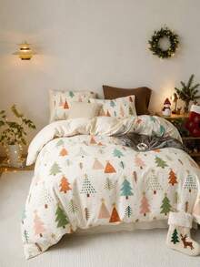 Joivida 3pcs Christmas Tree Duvet Cover Set, Ultra Soft Microfiber Colorful Modern Xmas Tree Bedding Set, Reversible Cream Holiday Comforter Cover With 2 Pillowcases For Bedroom Decor (No Insert) - 2 - View 9