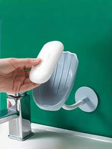 1PC Multi Color Wall Mounted Soap Dish Plastic Shell Shaped Soap Holder Drainage Tray No Drill Peel Stick For Bathroom Kitchen Sponge Storage Rack - multicolor - View 6