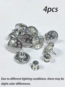 2/4/6/8/10/12pcs Jeans Replacement Buttons, Detachable Tower Buttons For Waist Size Adjustment, No Sew Silver Metal Button For Jeans Skirt Pants, Easy DIY Install Tool-Free, Sturdy Denim Button Fixing Kit - Style 8 - View 18