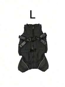 A Four-Legged Windproof Pet Jacket With Chest And Back Design, Leash-Compatible, New Style, Warm And Cold-Resistant Pet Clothing - black - View 13