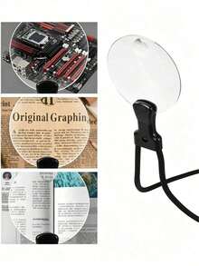 3-In-1 Magnifying Glass With 5x Magnification, Large 3.9-Inch Lens, Adjustable For Neck Hanging, Desk Standing, And Handheld Portable; Rustic Warm Vintage Style Home Reading Tool, Ideal For Sewing, Tailoring, Reading Newspapers, And Enlarging Phone - Multicolor - View 3