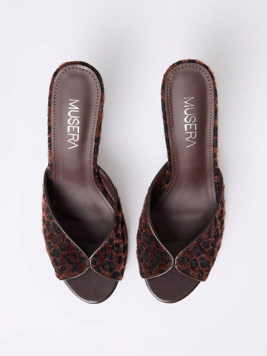 MUSERA 斑馬紋高跟涼鞋 春夏度假 伊比薩節慶 熱帶假期 - 棕色豹紋 - 查看 1