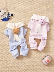 PETSIN 1pc Pet Jumpsuit Clothing, Soft And Comfortable Clothing For Cats And Dogs, Thick And Warm Four Legged Clothes For Autumn And Winter, Suitable For Home Leisure And Daily Versatility - Multicolor - View 2