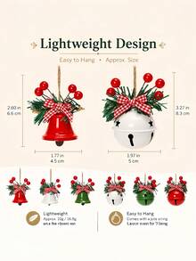 8PCS Vintage Metal Christmas Bell Flower Ornaments Hanging Decor With Red Gold Accents Durable Xmas Tree Decorations For Holiday Party Home Garden Festival Supplies - bell - View 3