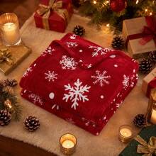 Cirelle Christmas Red Snowflake Blanket, Soft Plush Fleece Flannel Bed Throw, Cozy Warm Winter Holiday Blanket For Bed, Couch & Sofa - Red - View 9