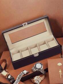 KYPHIREL 1pc Leather Watch Display Box, WatchStorage Case, Large Capacity Jewelry Display Box,Mechanical Watch Holder With Lock, High-End HomeOrganizer - Multicolor - View 10