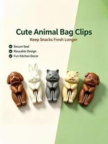 3D Animal Food Bag Clips, Chip Clips & Snack Clips, Cute Puppy Cat Rabbit & Bear Animal Squad, Reusable Bag Sealing Clips For Kitchen Home Office And Pantry, Novelty Decorative Home Accessories, Small Gifts - animal - View 2