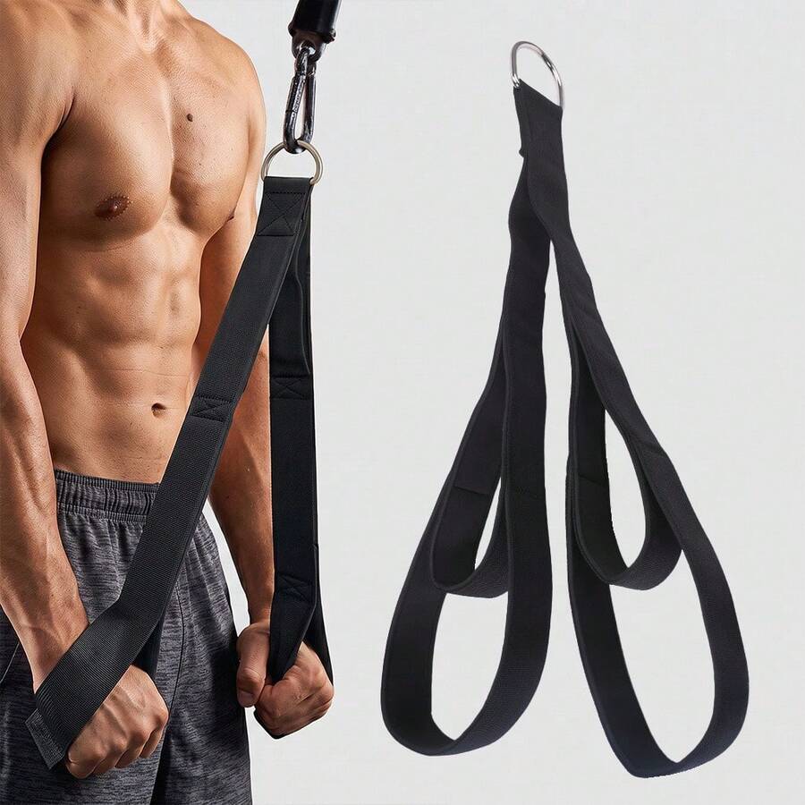 Arm Strength Training Pull Belt Men's Fitness Biceps Double Head Pull Rope Home Portable - Black and White - View 1