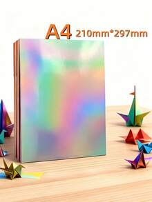 17/51PCS A4 PET Mirror Metallic Cardstock Foil Paper Gold Silver Aluminum Craft Sheet For DIY Invitation Card Scrapbooking Wedding Party Decoration Gift Tag Making - multicolor - View 2