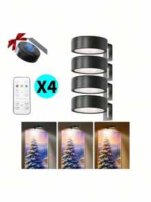 1/3/4/5/6pcs Wireless Metal Wall Lamp, LED Painting Light, Battery Powered, Wireless LED Painting Lamp, Magnetic Wireless Wall Light, Wireless Spotlight, Dimmable Display Light With Remote Control, 3 Lighting Modes, Suitable For Frames, Artworks, Portraits Display, Remote Control Wall Light - نموذج ثلاثة ألوان - مشاهدة 14