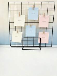 Metal Grid Vertical Display Rack, Grid Design With Premium Texture, Can Be Placed On Desk Independently, Suitable For Jewelry Display, Photo Storage, Office Decor, Home Decor, - Black - View 4