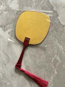 Haus Hana 1pc Mini Palace Fan With Blank Surface, Bamboo & Wood Handle, Double-Sided Rice Paper Fan For Hand Painting & Calligraphy - multicolor - View 14