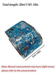 1 Roll Blue Star Foil Ribbon 1.96in Fixed Width Multiple Length Options, DIY Craft Gift Wrapping For Wedding Birthday Festival Party Decoration - blue - View 13