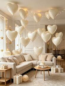18-Inch Heart-Shaped Aluminum Foil Balloon Set, Suitable For Wedding Room Decorations, Engagement Parties, Romantic Atmosphere Decorations For Proposing, Birthday Parties, Anniversary Celebrations, And Photo Props For Gathering Scenes. - Section B - View 1