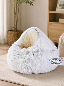 Pet Bed (Stuffed) Plush Cat Mat Long Hair Round Cat Bed Dog Bed Dog House Sofa - Multicolor - View 1