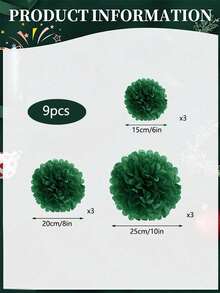 9Pcs/Set Green DIY Paper Flower Balls - Suitable For Birthday Party, Wedding, Bridal Shower, Home, Outdoor Hanging Decor - Multicolor - View 11