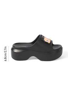 Betty Boop x SHEIN Cartoon Slippers, EVA Lightweight Material, Toe Protection, Breathable And Quick-Drying, Soft And Comfortable, Suitable For Indoor, Shower Or Beach Us - Black - View 5