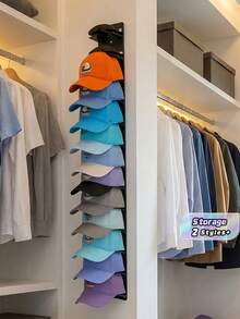 2/4pcs Portable Adhesive Hat Display Rack, Wall-Mounted Baseball Cap Holder, Holds Up To 10 Hats, Easy Installation, Suitable For Doors, Wardrobes, Practical Hooks - Multicolor - View 1