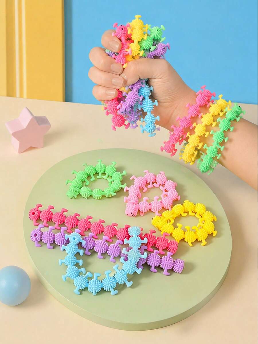 MINKOJA Caterpillar-Shaped Stress-Relieving Noodle Rope Pull-Up Toy, Stress-Relieving Pull Rope, Stress-Relief Toy, Venting Noodle Pull-Up Toy - Multicolor - View 1