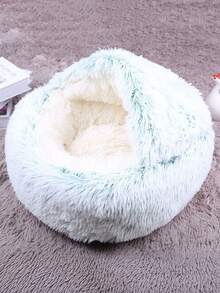 Pet Bed (Stuffed) Plush Cat Mat Long Hair Round Cat Bed Dog Bed Dog House Sofa - Multicolor - View 7