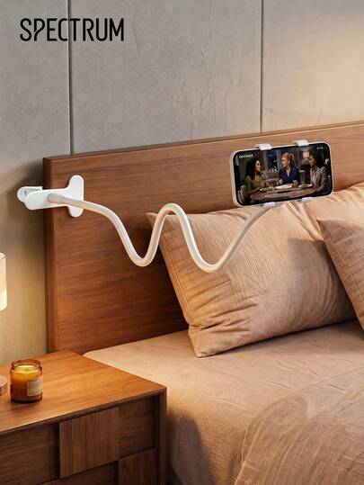 Un support de téléphone portable avec rotation à 360°, libérant vos mains. Ce support paresseux peut être ajusté à l'arc souhaité pour soutenir votre téléphone, le rendant adapté à une utilisation au chevet et sur le bureau. Il convient aux téléphones pesant moins ou égal à 200 grammes