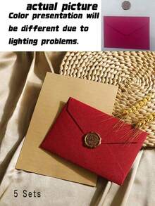 1 Set / 5 Sets,Luxury Linen Envelopes And Writing Paper Set With Wax Seal - Perfect For DIY Gifts, Wedding Invitations, And Office Use - Luxury Envelopes Set - View 13