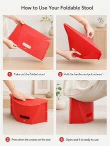 Haus Hana 1pc Portable Plastic Folding Stool, Multifunctional Chair For Queuing, Parenting, Travel, Picnic & Gatherings - multicolor - View 7