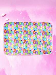 Care Bears X PETSIN 1件黃紫色、藍色泰迪熊愛心印花寵物毯 柔軟舒適法蘭絨寵物床墊套 - 黃色拼粉色包邊 - 查看 9