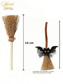 Muroi Mono 1/10/20pcs Halloween Mini Witch Broom Natural Straw Mini Broomstick Decor, Small Wizard Broom Ornaments, Doll House Miniature Prop, Party Tabletop DIY Craft Decoration - Multicolor 1 - View 6