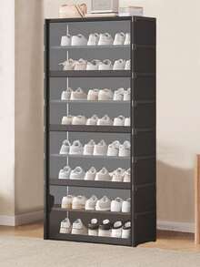 Multifunctional Transparent Flip-Cover Dustproof Shoe Cabinet, Wardrobe With Cover, Shelves, Shoe Rack, Freestanding Display, DIY Assembly, Floor-Standing Storage Rack, Book Cabinet, Suitable For Bedroom, Living Room, Kitchen, Study, Office - Multicolor - View 17