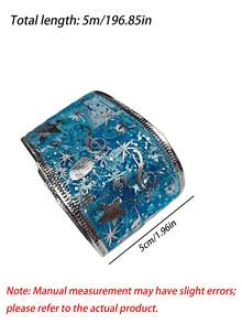 1 Roll Blue Star Foil Ribbon 1.96in Fixed Width Multiple Length Options, DIY Craft Gift Wrapping For Wedding Birthday Festival Party Decoration - blue - View 14