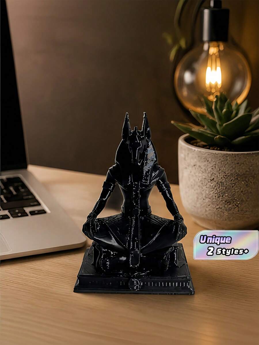 Gothic Meditating Anubis Figurine Collectible Figure Mysterious Tabletop Home Decor Ornament - 1PC - View 1