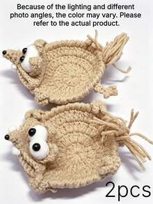 Hand‑Crocheted Squirrel Coaster & Pot Mat Set, Cute Fun Desktop Ornaments, Ideal Gift For Holiday, Party And Family Gathering - Multicolor - View 7