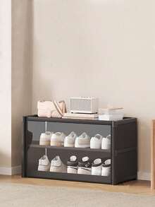 Multifunctional Transparent Flip-Cover Dustproof Shoe Cabinet, Wardrobe With Cover, Shelves, Shoe Rack, Freestanding Display, DIY Assembly, Floor-Standing Storage Rack, Book Cabinet, Suitable For Bedroom, Living Room, Kitchen, Study, Office - Multicolor - View 21