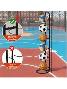Multi-Layer Basketball, Football, Volleyball Storage Rack, Suitable For Home, Living Room, Bedroom, Garage, Ball Organization Shelf - Black - View 6
