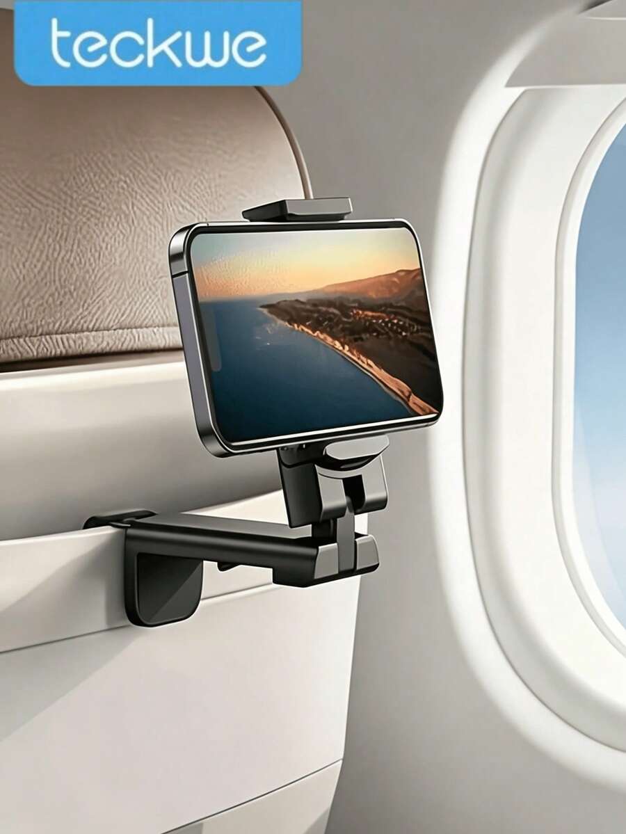 Teckwe 1PC Portable 360 Degree Rotatable Universal Handsfree Airplane Phone Holder Stand Car Desktop Travel Accessory Christmas Gift For Travelers Aviation Enthusiasts. - Multicolor - View 1