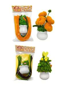 1/2/3pcsDIY Potted Flower Pipe Cleaners Craft Kit, Multicolor Chenille Stem Set With Mini Flowerpot, Handmade Potted Bouquet Making Supplies, Tabletop Home Decor, Valentine'S Day Birthday Gift For Adults - Multicolor - View 16