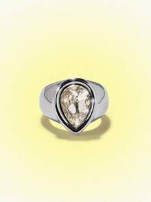 Popjeli Marquise Cut Diamond Ring, Open Adjustable - Silver - View 14
