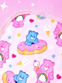 Care Bears X PETSIN 1件裝粉藍色泰迪熊甜甜圈冰淇淋印花寵物毯 法蘭絨柔軟舒適寵物床墊套 - 粉色拼藍色 - 查看 5