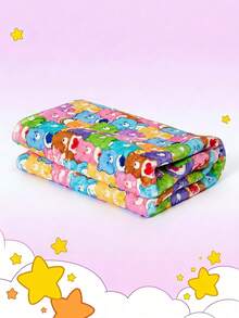 Care Bears X PETSIN 1件黃紫色、藍色泰迪熊愛心印花寵物毯 柔軟舒適法蘭絨寵物床墊套 - 黃色拼粉色包邊 - 查看 2
