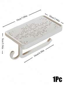 Cirelle 1Pc Wall‑Mounted Toilet Paper Holder, Space‑Aluminum Material With Carved Vintage Scroll Patterns, Built‑In Shelf And Side Hook, Multi‑Storage Fixture For Bathroom Lavatory Wall Space Organization - Multicolor - View 19