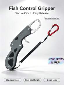 Kẹp môi cá câu cá có dây đeo co rút và móc carabiner, dụng cụ điều khiển cá cầm tay cho câu mồi giả - A - Xem 2