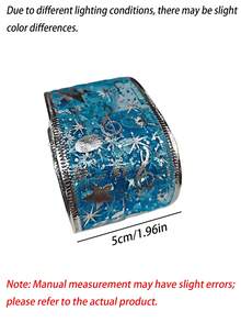 1 Roll Blue Star Foil Ribbon 1.96in Fixed Width Multiple Length Options, DIY Craft Gift Wrapping For Wedding Birthday Festival Party Decoration - blue - View 3