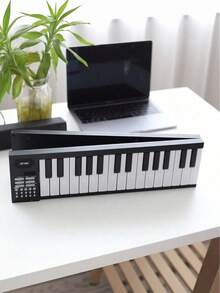 1Pc White 61 Keys Foldable Portable Electronic Keyboard With Original Bag,16 Tones,100 Rhythms,25 Demo Songs,USB Charging,Multifunctional Hand Roll Piano Keyboard Instrument,Suitable For Beginners Home Practice Adult Teaching Professional Grade Exam - LED Screen/volume Adjustment/speed Adjustment/transposition/teaching Function - View 7